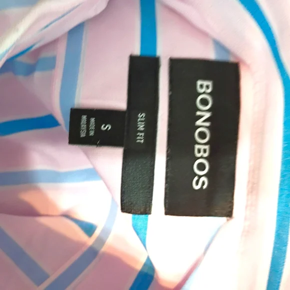 Bonobos Pink & Blue Striped Button-Up Shirt - Size S - Picture 5 of 6
